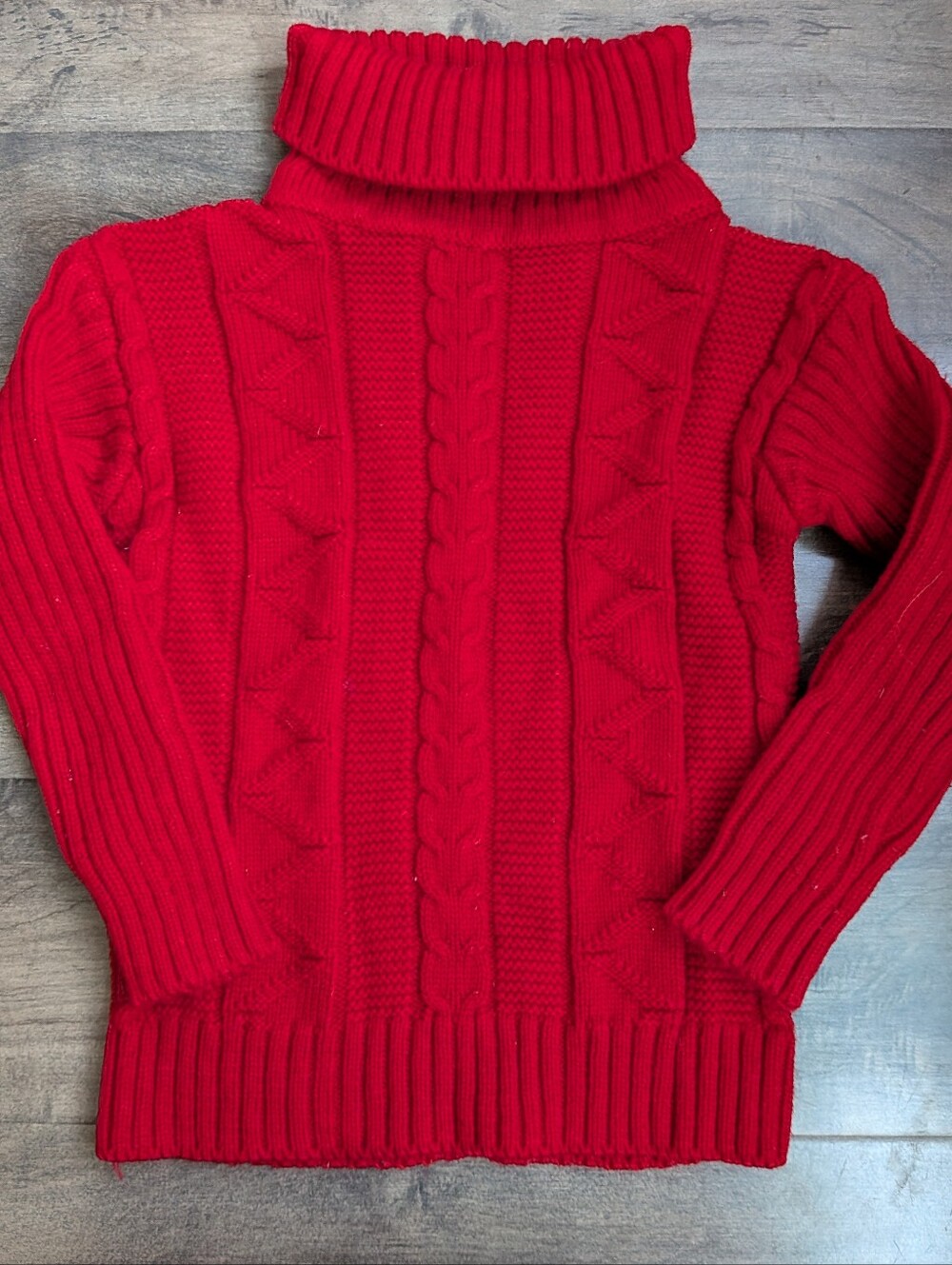 Mud Kingdom Kids Red Cable Knit Turtleneck Sweater Size 120 US 5 6
